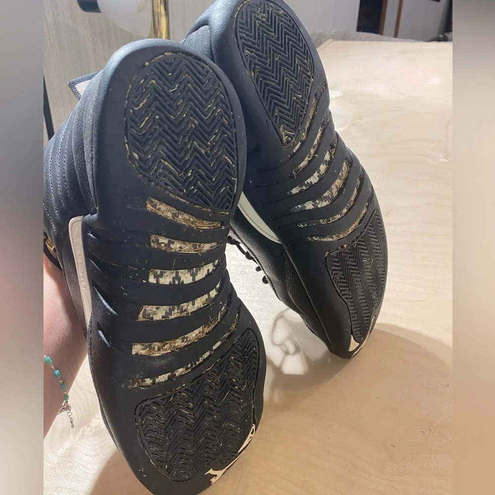 Air Jordan 12 Retro Master Black Gold Sneakers Size 12